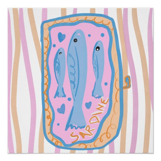 Cute Sardine Art ポスター (正面)