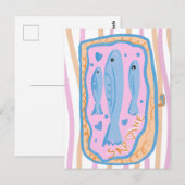 Cute Sardine Art ポストカード (正面/裏面)