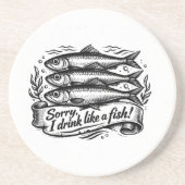 Cute Sardine Fish Quote コースター (正面)