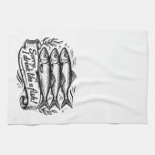 Cute Sardine Fish Quote T-Shirt キッチンタオル (横)