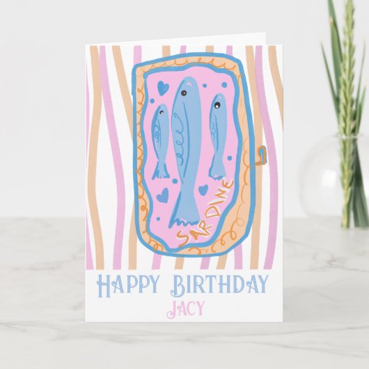 Cute Sardines Birthday Cute カード (正面)