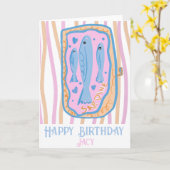 Cute Sardines Birthday Cute カード (黄色い花)