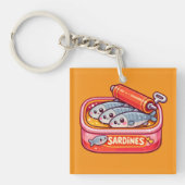 Cute Sardines Can Pink Orange キーホルダー (正面)
