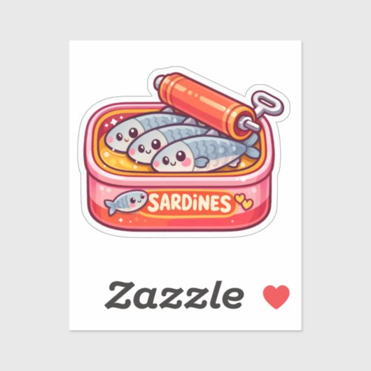 Cute Sardines Can Pink Orange シール (シート)