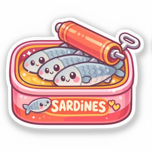 Cute Sardines Can Pink Orange シール (正面)