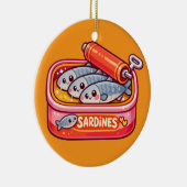 Cute Sardines Can Pink Orange セラミックオーナメント (右)