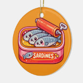 Cute Sardines Can Pink Orange セラミックオーナメント (左)