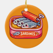 Cute Sardines Can Pink Orange セラミックオーナメント (裏面)