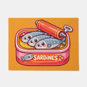 Cute Sardines Can Pink Orange ドアマット (正面)