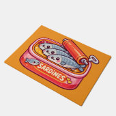 Cute Sardines Can Pink Orange ドアマット (アングル)