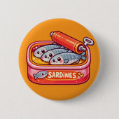 Cute Sardines Can Pink Orange 缶バッジ (正面)