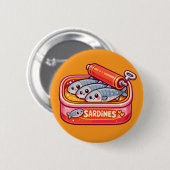 Cute Sardines Can Pink Orange 缶バッジ (正面&裏面)