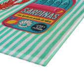 Cute sardines cans crustaceans blue striped カッティングボード (角)