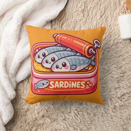 Cute Sardines Fish Cartoon クッション (ブランケット)