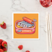 Cute Sardines Fish Cartoon スタンダードカクテルナプキン (インサイチュ)