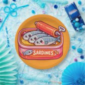 Cute Sardines Fish Cartoon ペーパープレート (パーティー)