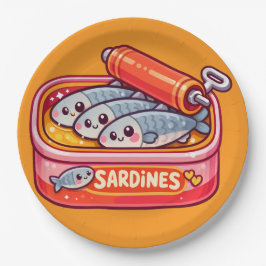 Cute Sardines Fish Cartoon ペーパープレート