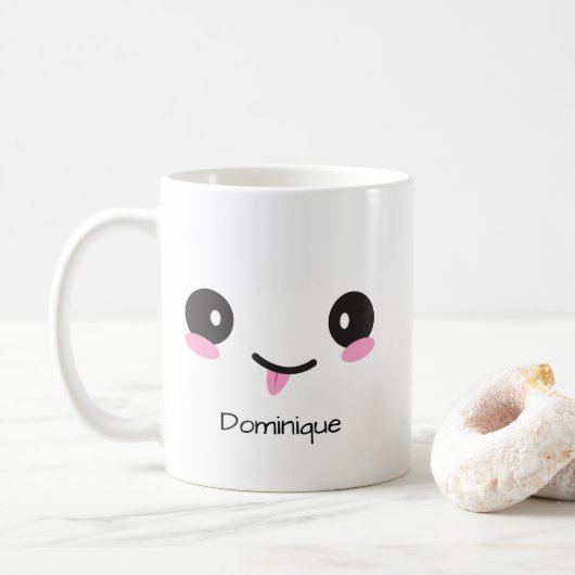 Cute Sassy Kawaii Face - Customizable Name Mug コーヒーマグカップ (ドーナツ)