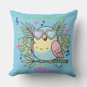 Cute "Sassy Parrot Vibes" Tropical Decor Cushion クッション (正面)