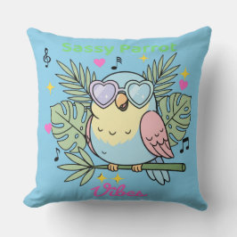 Cute "Sassy Parrot Vibes" Tropical Decor Cushion クッション