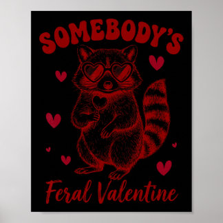 Cute Savage Valentine Raccoon ポスター