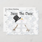 CUTE Save the Date BRIDE & GROOM雪だるま 案内ポストカード (正面/裏面)