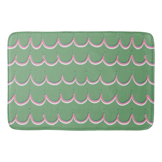 Cute Scallop Green and Pink Bath Mat バスマット (正面)