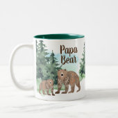 Cute Scandi Bears Woodland Forest Papa Bear ツートーンマグカップ (左)