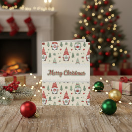 Cute Scandinavian Christmas Gnome Holiday Card –  シーズンカード