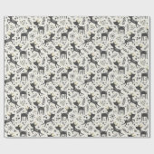 Cute Scandinavian reindeer with flowers. ラッピングペーパー (フラット)