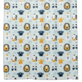 Cute Scandinavian Safari Animal Faces Nursery シャワーカーテン (正面)