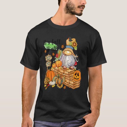 Cute Scarecrow Gnome Fall Autumn Thanksgiving Girl Tシャツ (正面)
