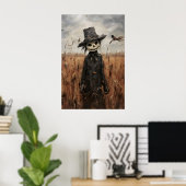 Cute Scarecrow In Fall Field Print, Halloween ポスター (ホームオフィス)