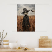 Cute Scarecrow In Fall Field Print, Halloween ポスター (キッチン)