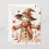 Cute Scarecrow Smiling Watercolor ポストカード (正面/裏面)