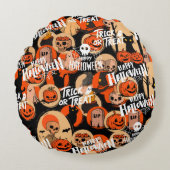  Cute & Scary Halloween Spooky vibes  ラウンドクッション (正面)