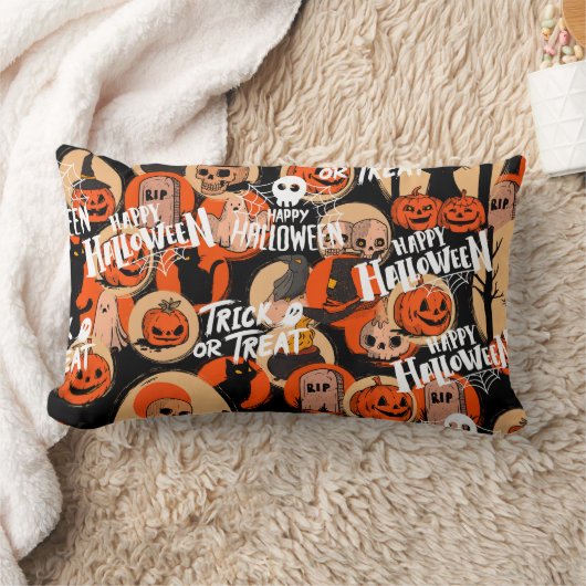  Cute & Scary Halloween Spooky vibes  ランバークッション (ブランケット)