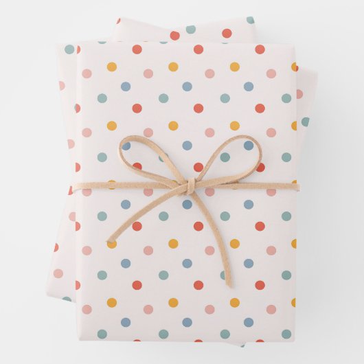 Cute Scattered Mini Polka Dots Muted Terrazzo Spec ラッピングペーパーシート (インサイチュ)
