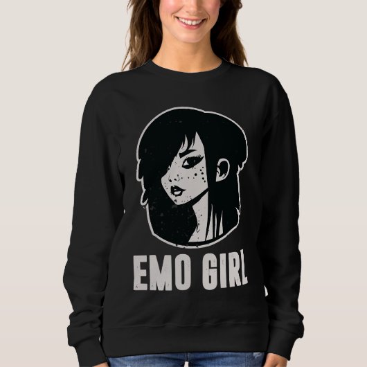 Cute Scene Girl 90's 2000's Goth Punk Emo Girl スウェットシャツ (正面)