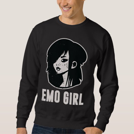 Cute Scene Girl 90's 2000's Goth Punk Emo Girl スウェットシャツ (正面)