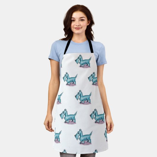Cute Schnauzer Apron エプロン (着用した状態)