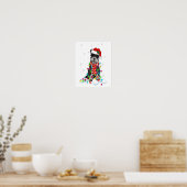 Cute Schnauzer Christmas Lights With Santa Hat ポスター (キッチン)