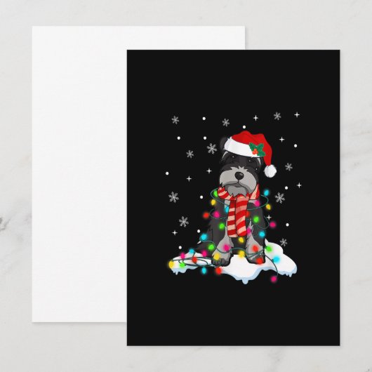 Cute Schnauzer Christmas Lights With Santa Hat Dog 招待状 (正面/裏面)