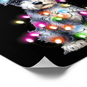 Cute Schnauzer Christmas Lights Xmas Dog Santa Hat ポスター (角)