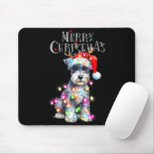 Cute Schnauzer Christmas Lights Xmas Dog Santa Hat マウスパッド (マウス)