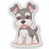 Cute Schnauzer Custom-Cut Vinyl Sticker シール (正面)