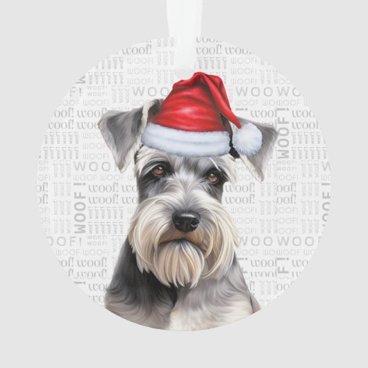 Cute Schnauzer Dog Holiday Christmas Photo オーナメント (裏面)