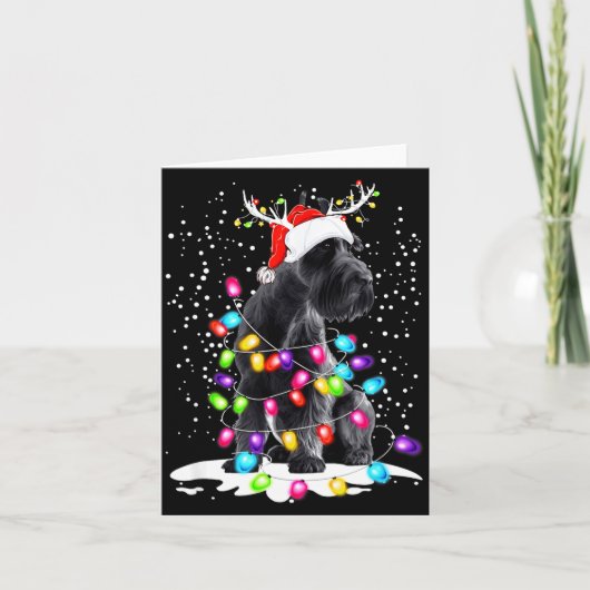 Cute Schnauzer With Christmas Lights  カード (正面)