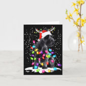 Cute Schnauzer With Christmas Lights  カード (黄色い花)