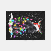 Cute Schnauzer With Christmas Lights  フリースブランケット (正面(横))